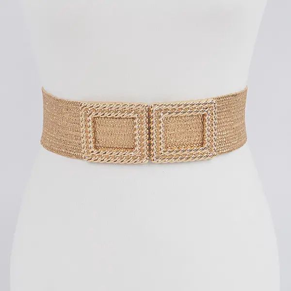 Plus Double Buckle Elastic Belt - GOLD