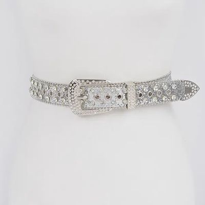 Rhinestone Glitter Belt - SILVER