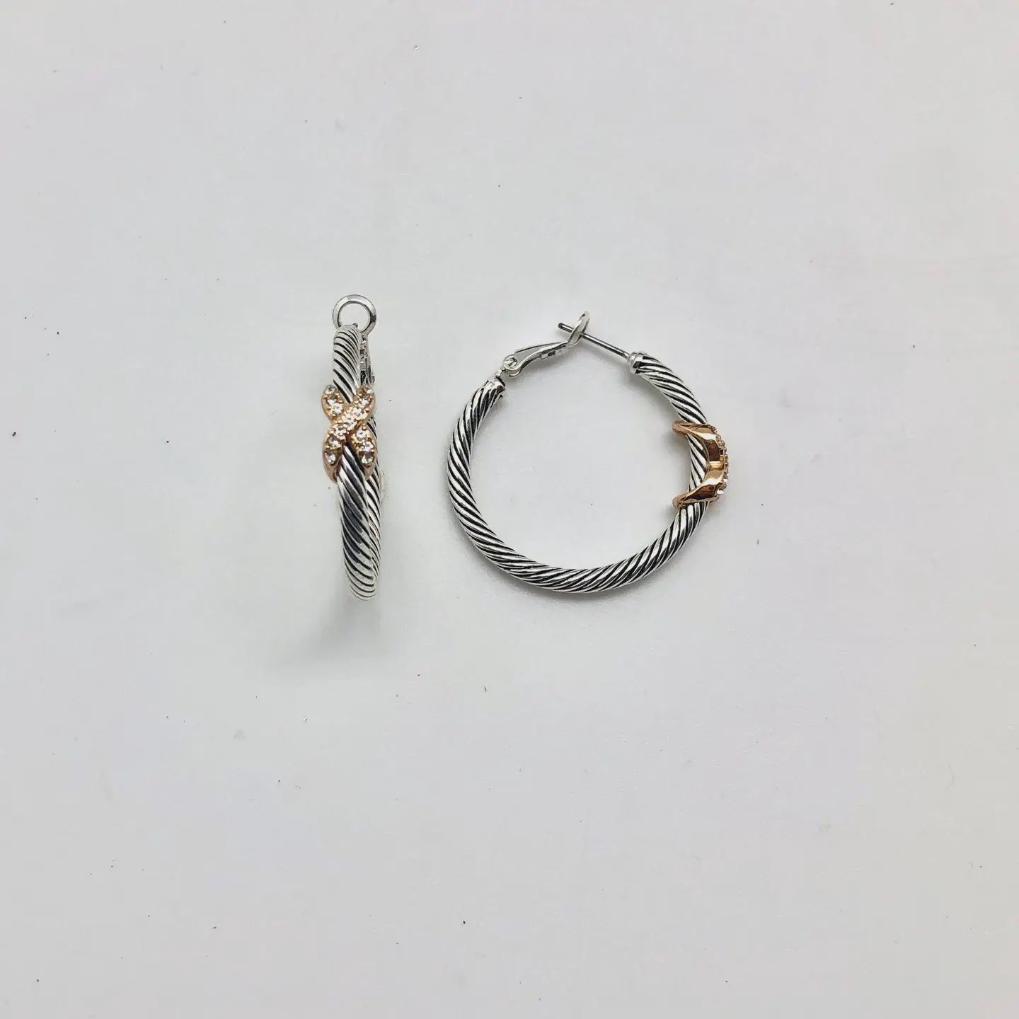 Crystal 2 Tone Hoop Earrings