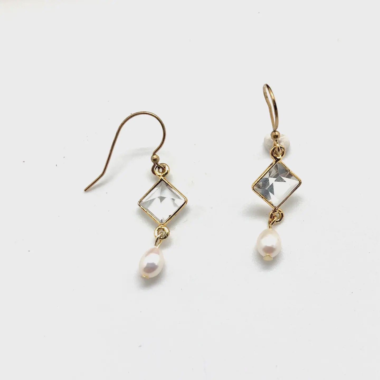Glass &amp; Pearl Drop Earrings
