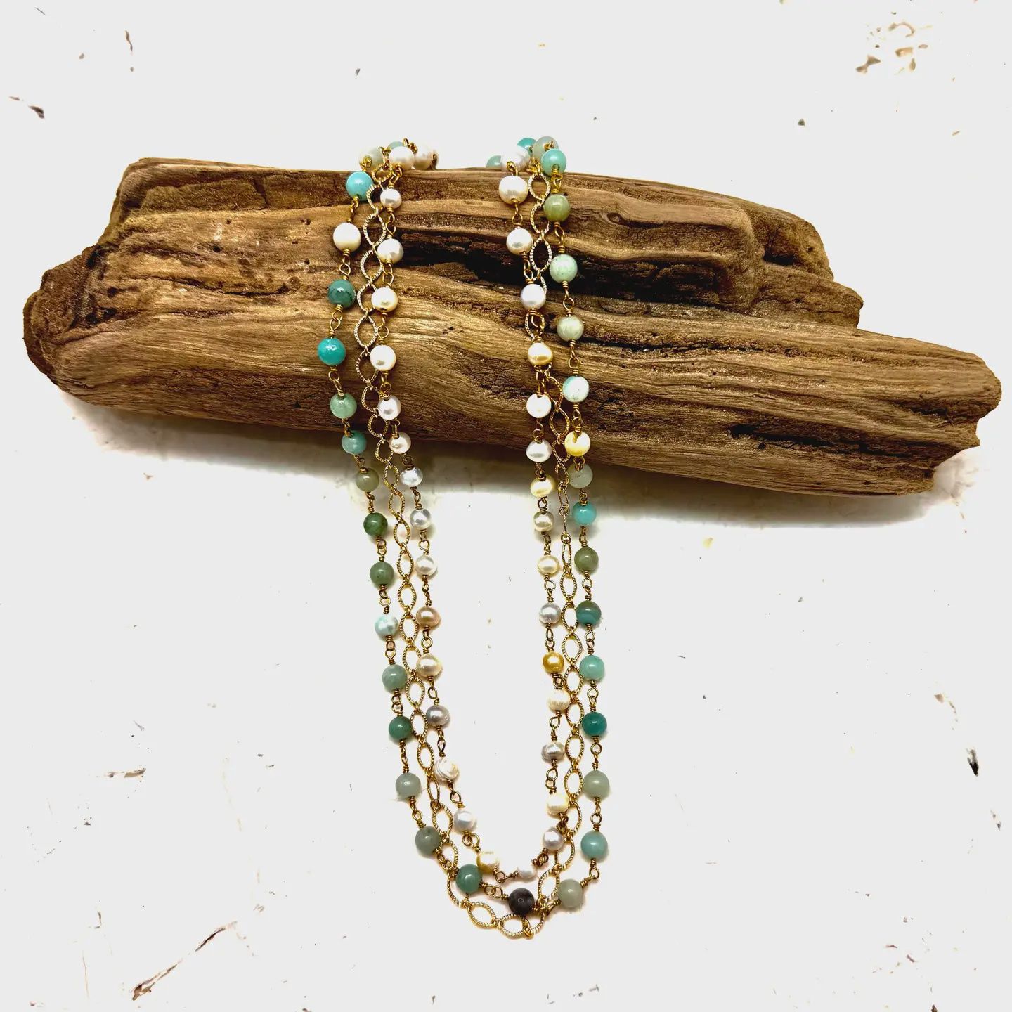 Amazonite  &amp; Freshwater Pearl Necklace
