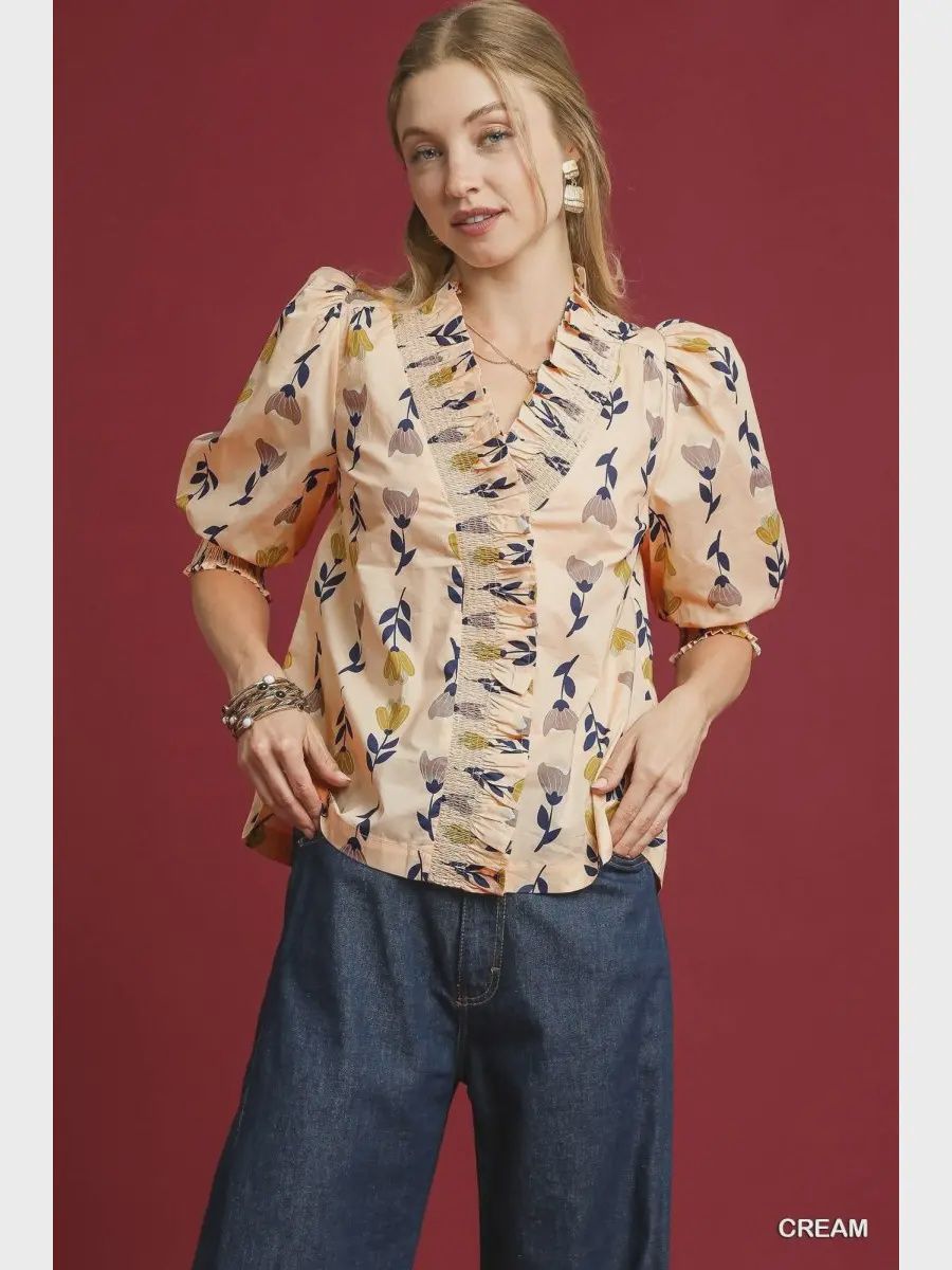 Cream Floral Blouse