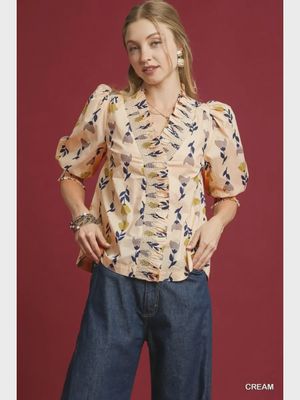 Cream Floral Blouse