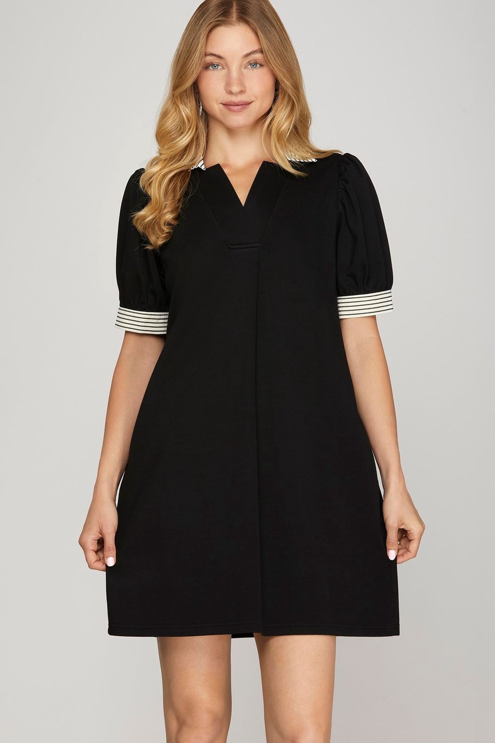 Ellie Collared Mini Dress - BLACK