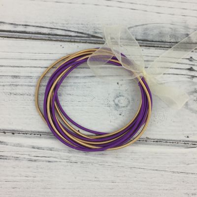 Purple &amp; Gold Guitar String Bracelets