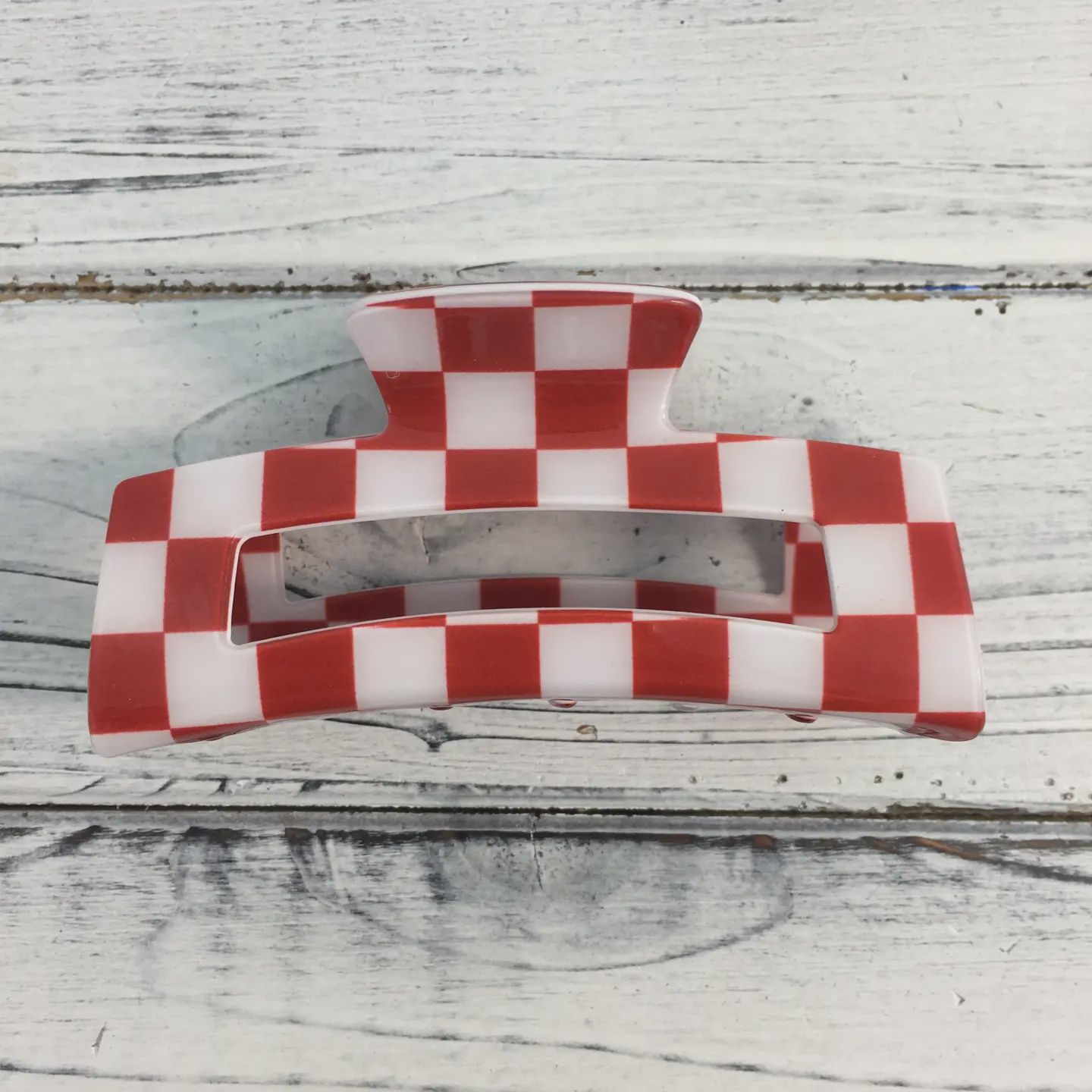 Red &amp; White Checkered Claw Clip