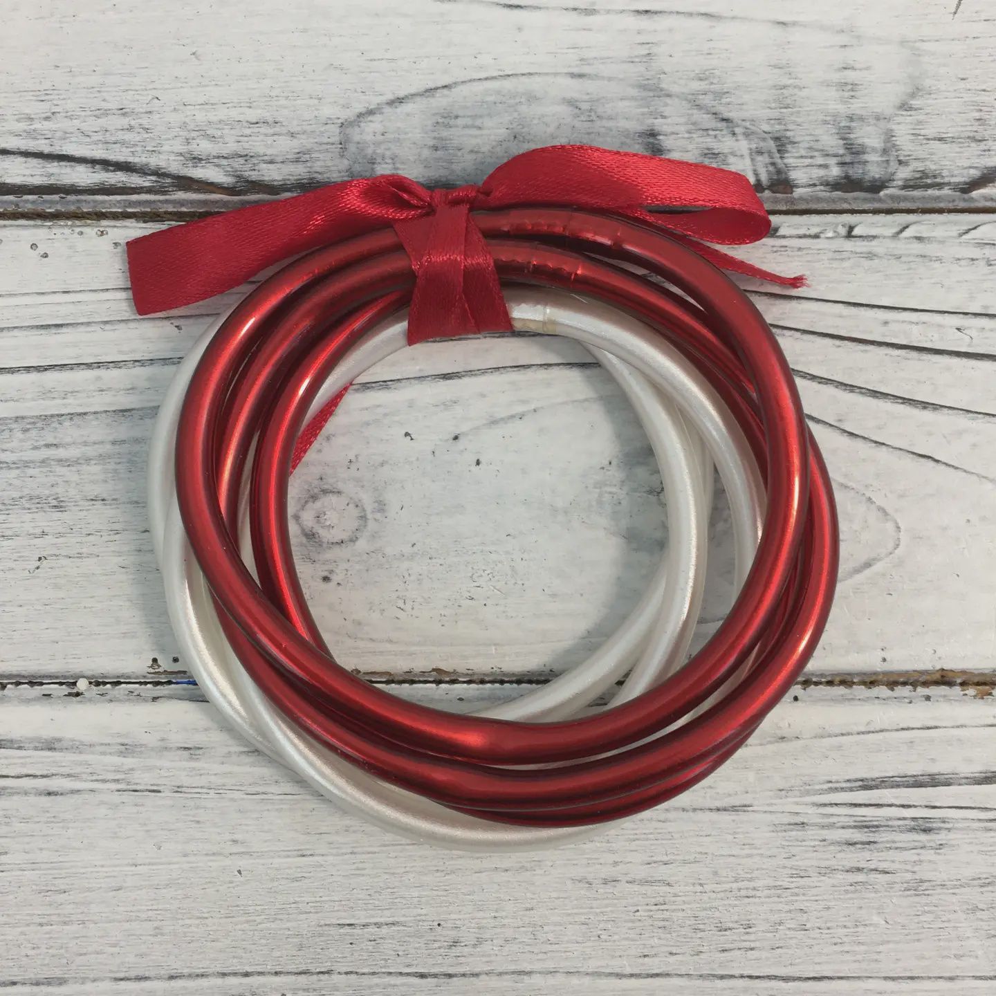 Red &amp; White Jelly Bangles