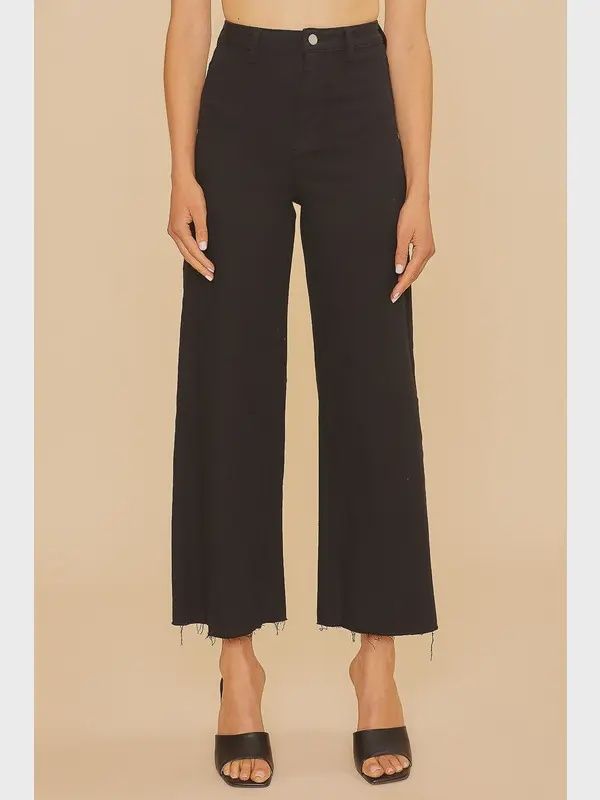 Stretch High Rise Cropped Jean - BLACK