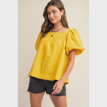 Annabelle Smocked Blouse - MUSTARD