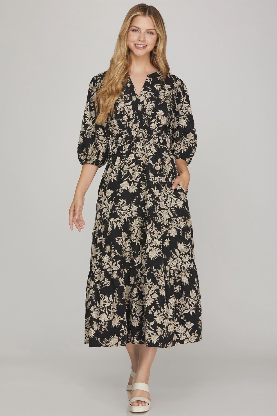 Lakelyn Midi Dress - BLACK