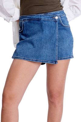 Plus  Denim Skort - MEDIUM WASH