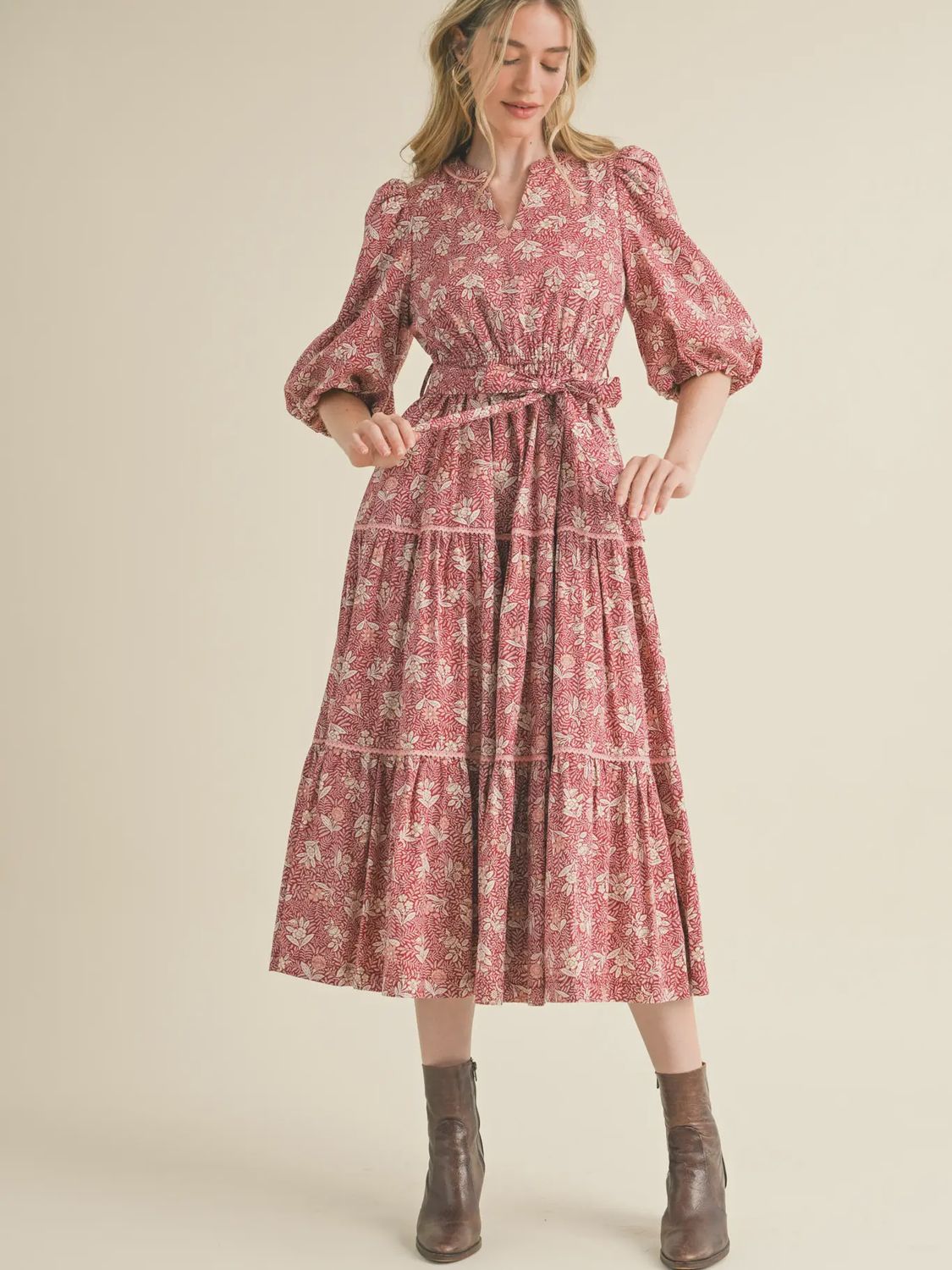 Carrington Bubble Sleeve Dress - MULBERRY