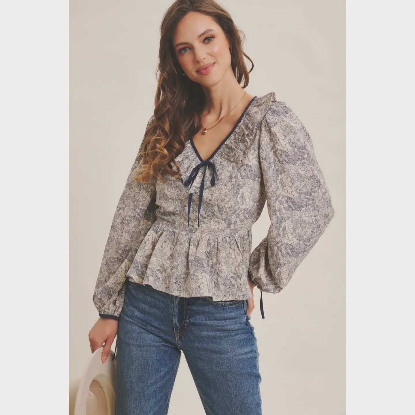 Jada Toile Print Top - INDIGO