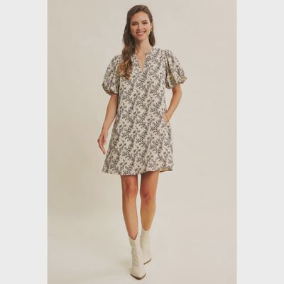 Sarahbelle Floral Mini Aline Dress - VANILLA