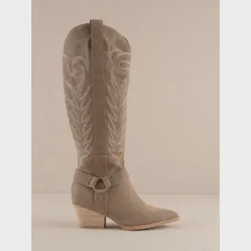 Faye Knee High Cowboy Boot - DARK TAUPE