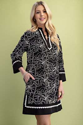 Tracey Embroidered Dress - BLACK