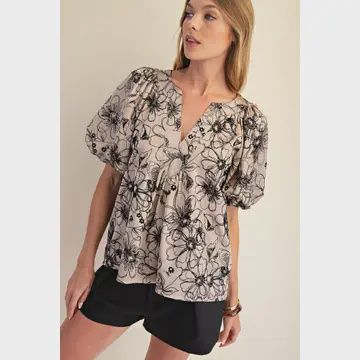 Lola Puff sleeve Top - TAUPE