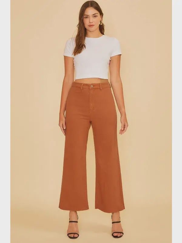Stretch High Rise Cropped Jean - RUST