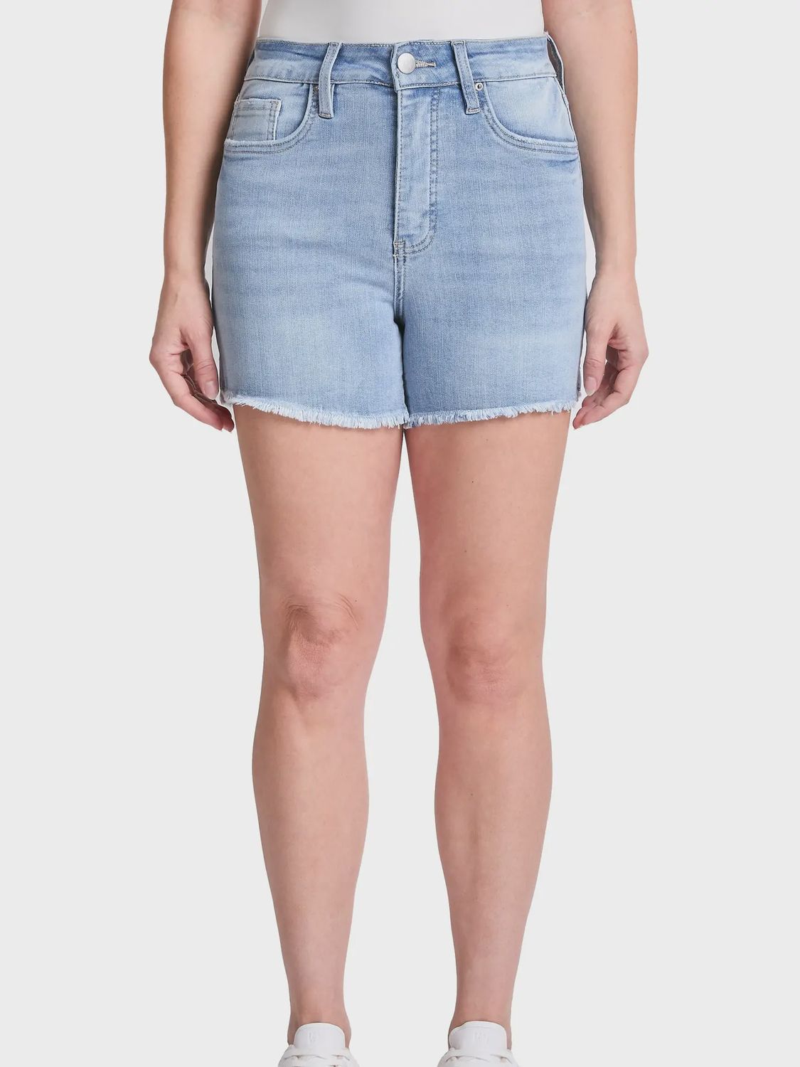 Plus High Rise Side Slit Shorts - LIGHT WASH