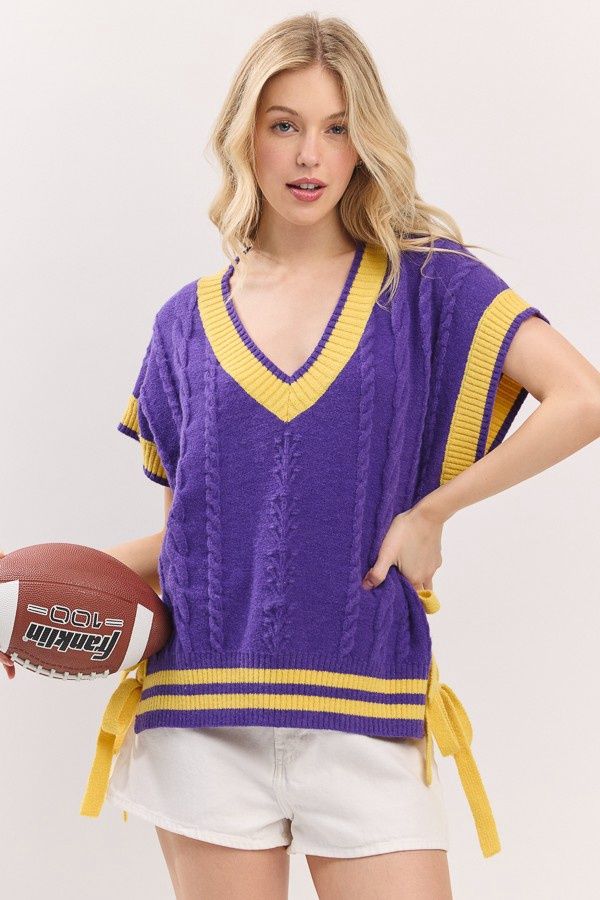 Game Day Varsity Sweater - PURPLE