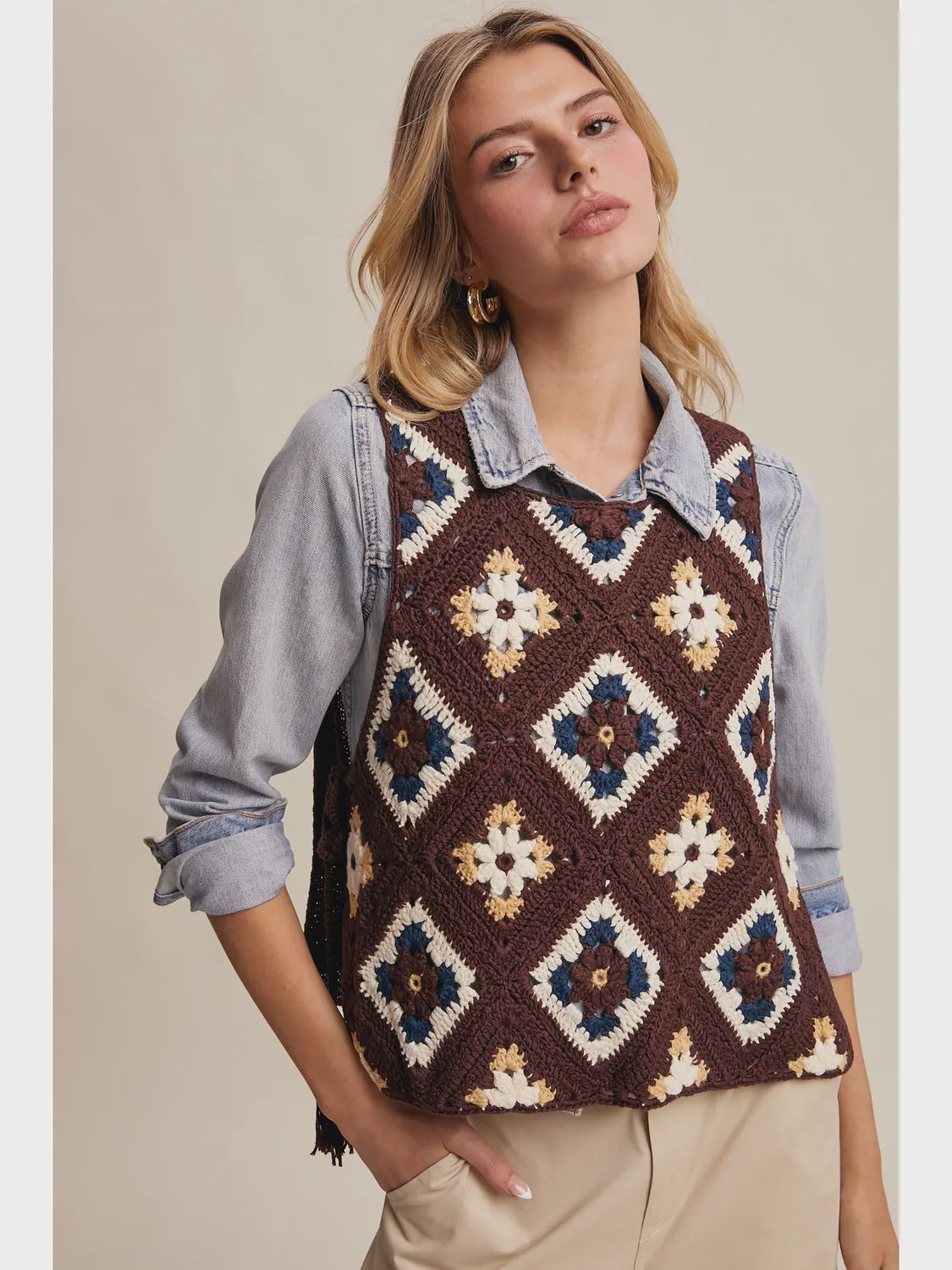 Crochet Tank Vest - MOCHA