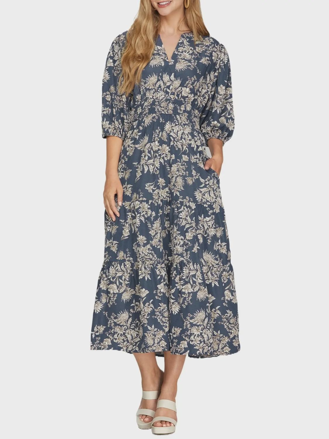 Lakelyn Midi Dress - DUSTY BLUE