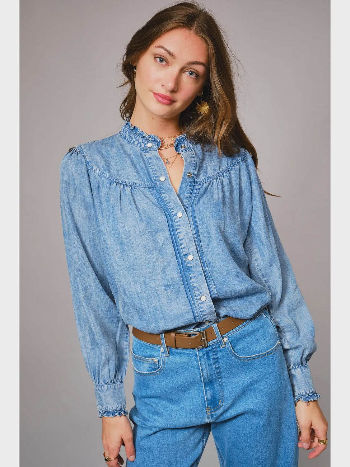 Blue Ivy Denim Button Down - WASHED BLUE