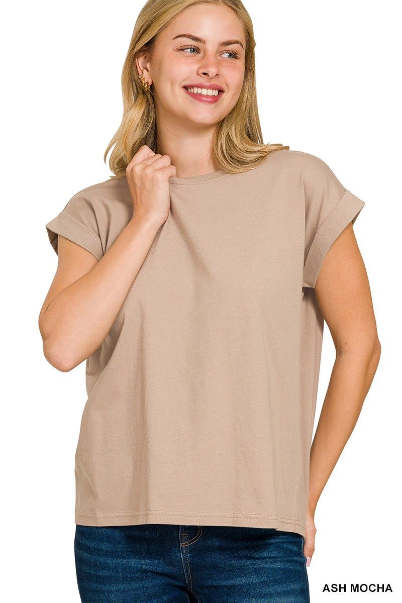Round Neck T- Shirt - ASH MOCHA