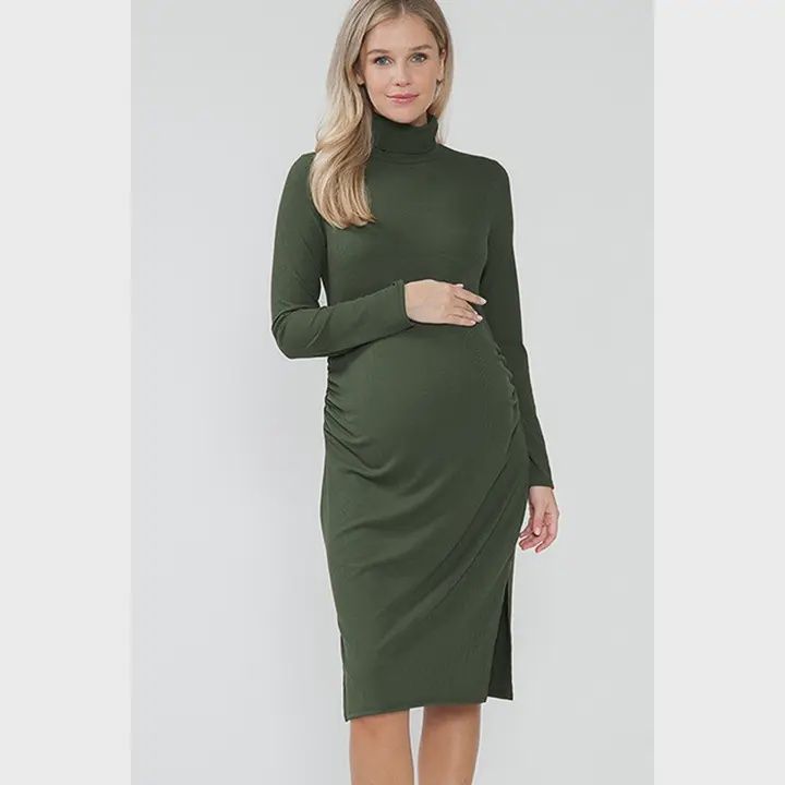 Maternity Mock Neck L/S Dress - SAGE