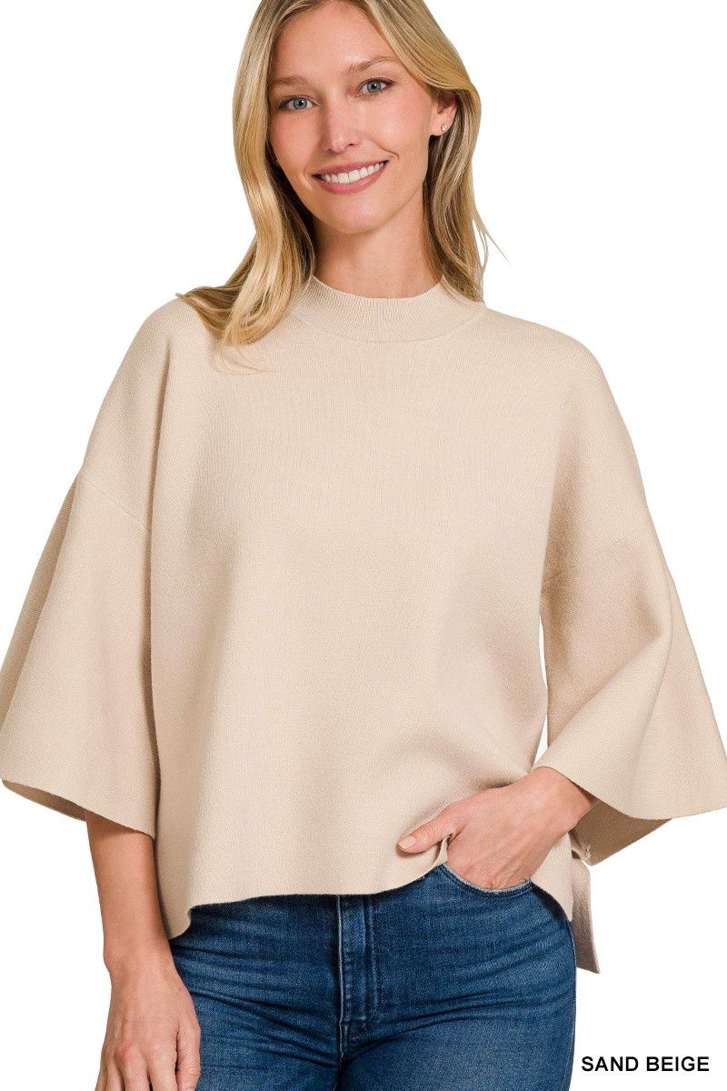 Bell Sleeve Sweater - SAND BEIGE
