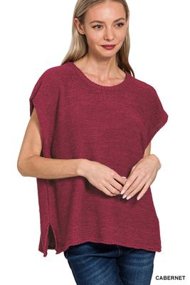 Crew Neck Sweater Vest - CABERNET