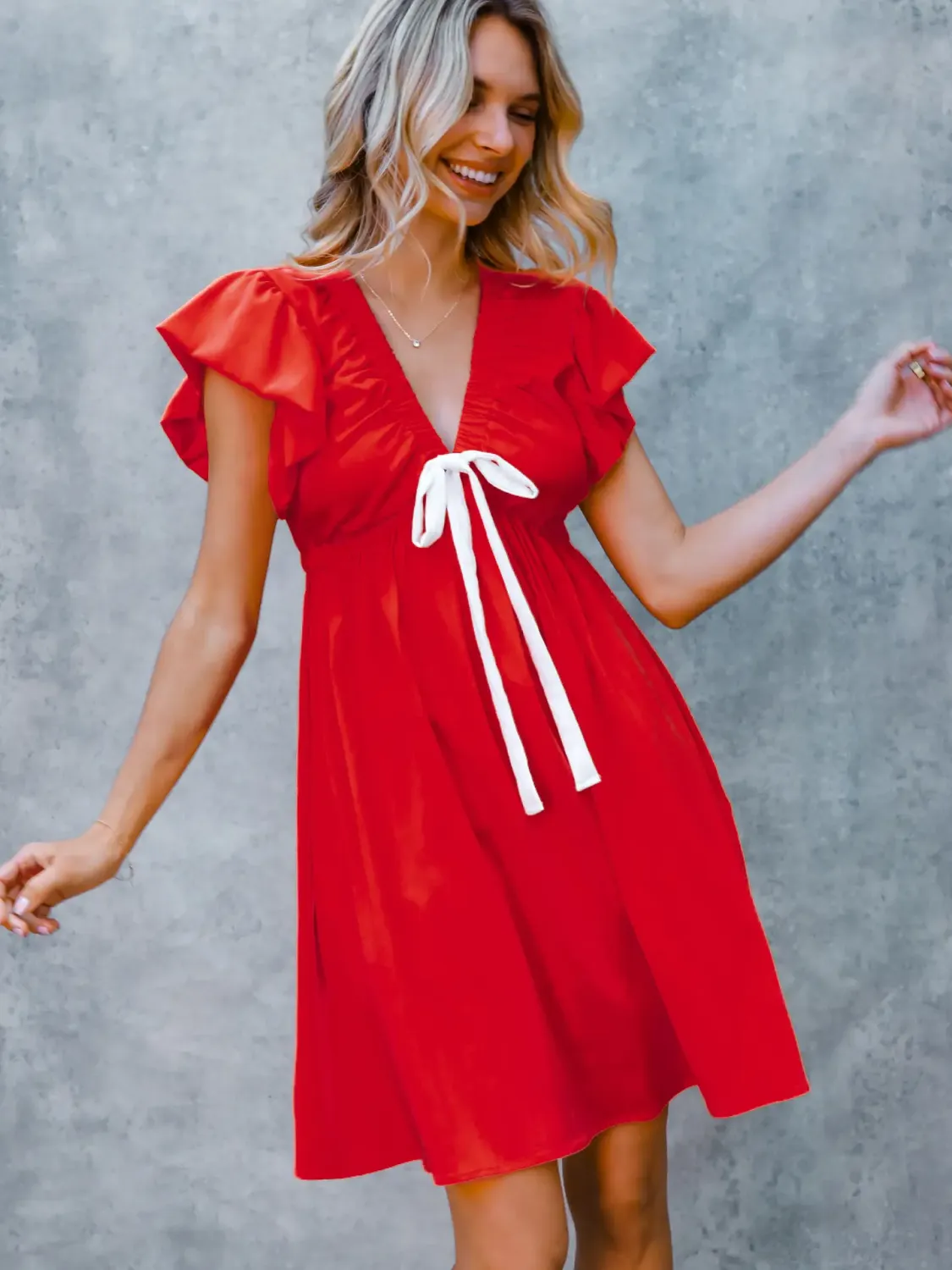 Game Day Babydoll Dress - RED