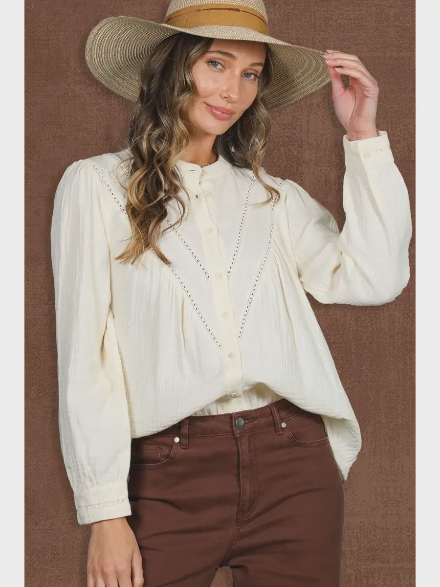 Cotton Gauze Blouse  - CREAM