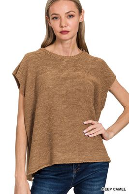 Oversized Sweater Vest - DEEP CAMEL