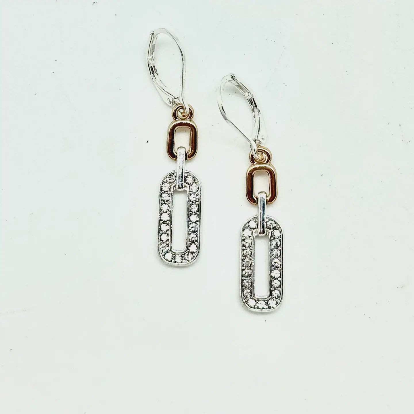 Rectangle Drop  Multi Metal Earrings