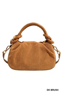 Faux Suede Tote Handbag - DARK BROWN