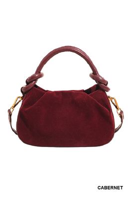 Faux Suede Tote Handbag - CABERNET