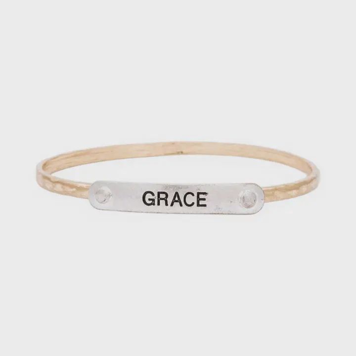 Grace Engraved 2 Tone Bangle