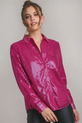 Magenta Sequin Blouse