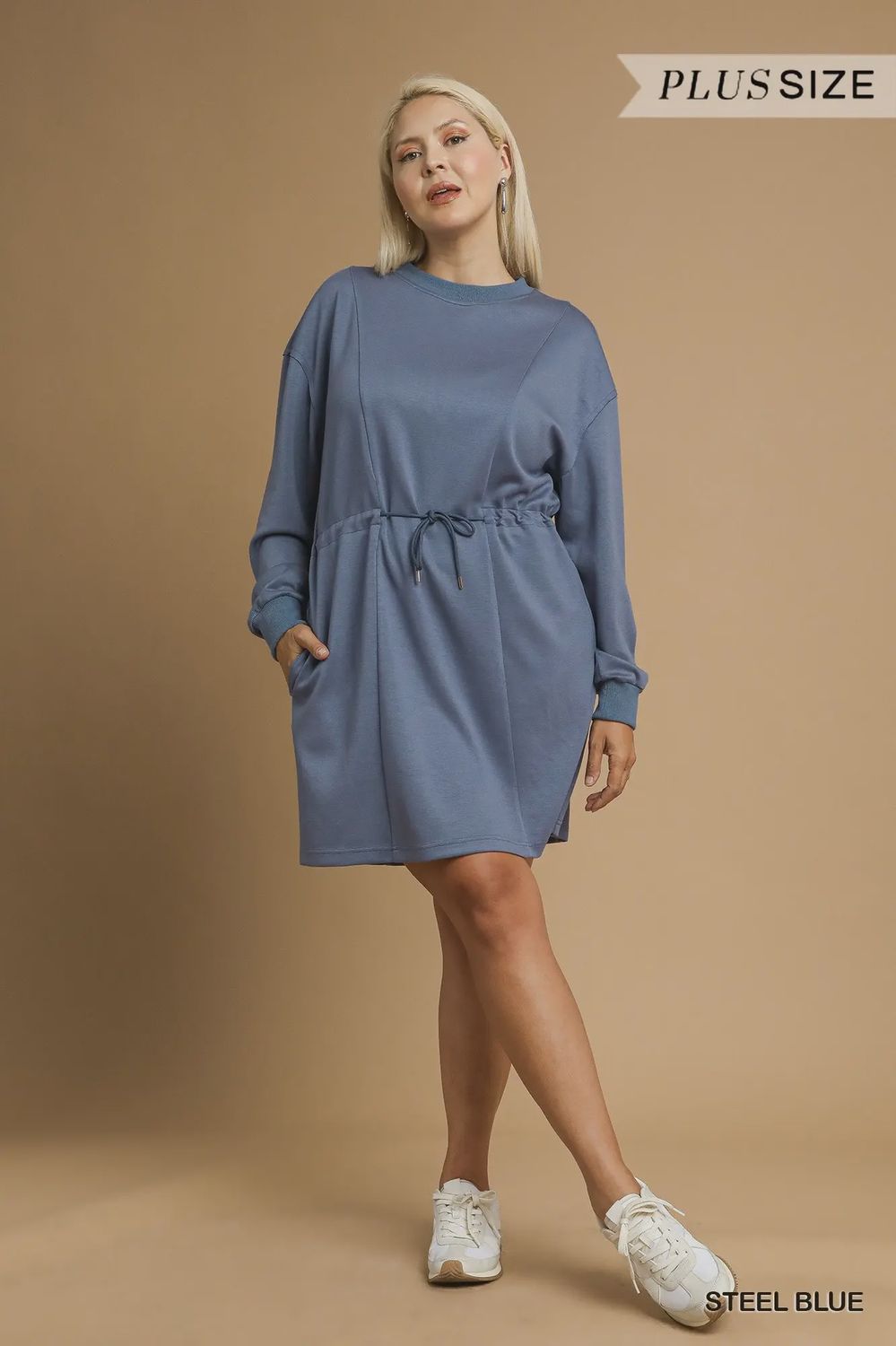 Plus Buttery Soft Mini Dress - STEEL BLUE