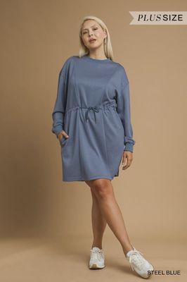 Plus Buttery Soft Mini Dress - STEEL BLUE
