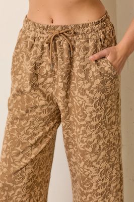 Printed Double Knit Pants - CAMEL
