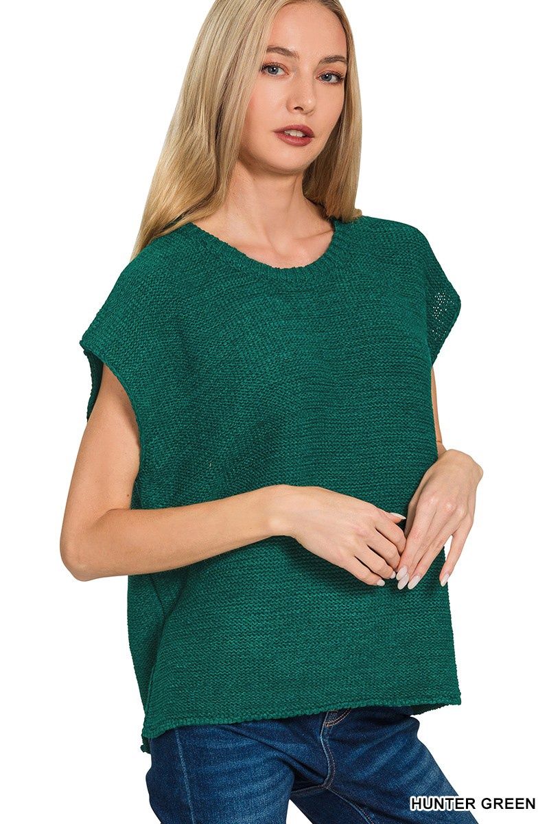 Oversized Sweater Vest - HUNTER GREEN