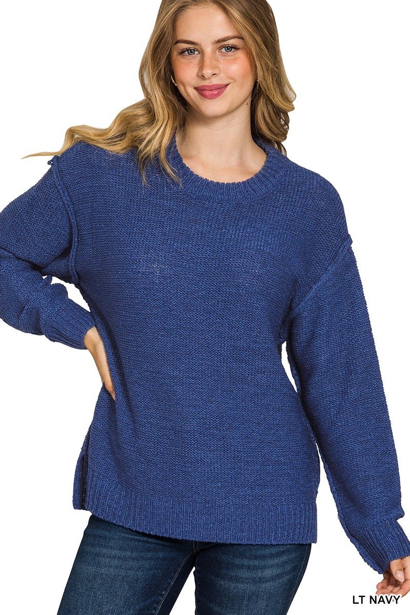 Exposed Seam Sweater - NAVY