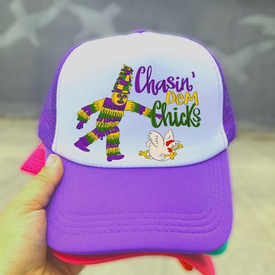 Mardi Gras Chasin' Dem Chicks Trucker Hat