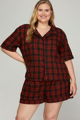 Plus Check Print Pajama Set