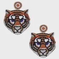 Tiger Face Seed Bead Earrings