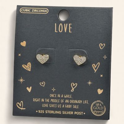 Gold Dipped dainty heart stud earrings