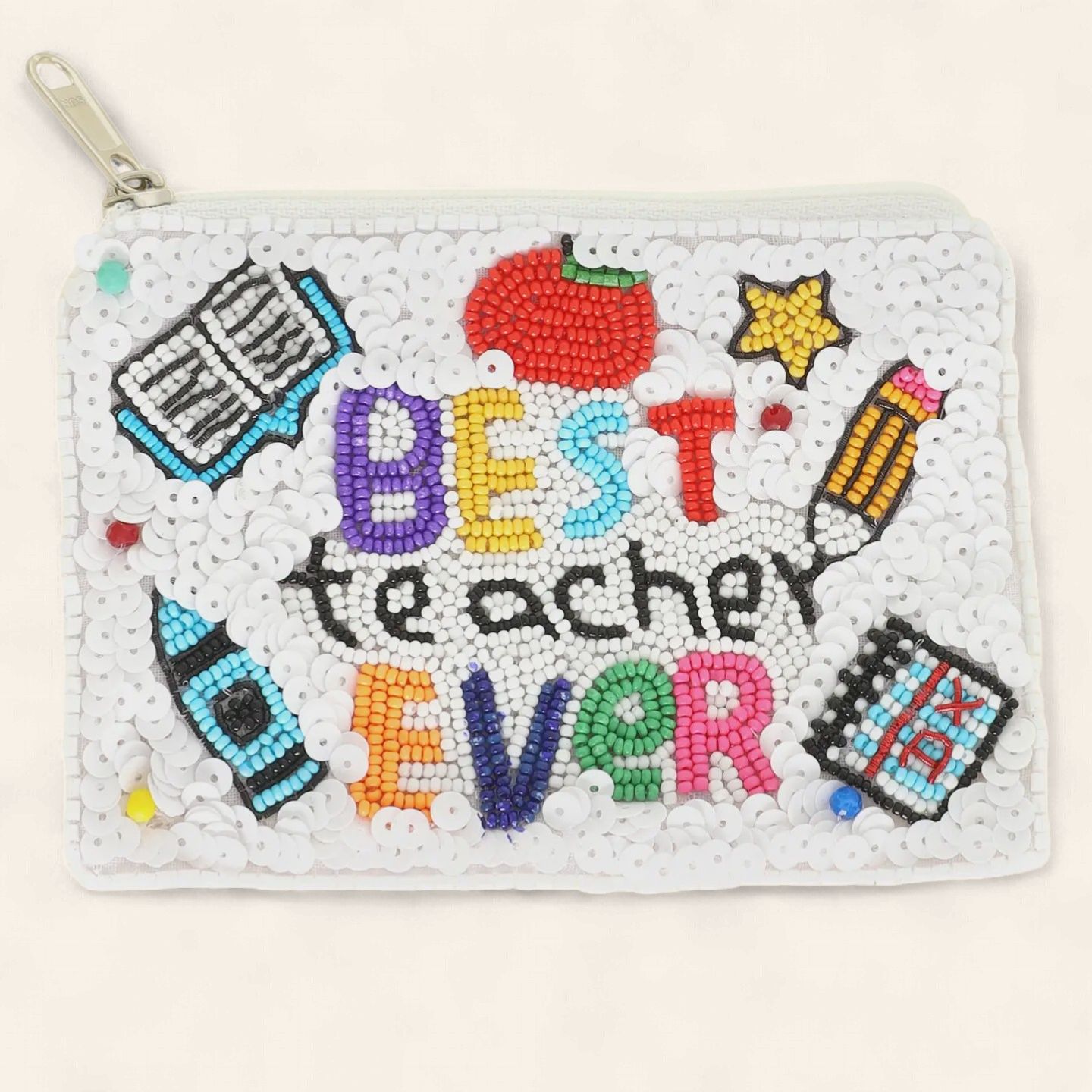 Best Teacher Ever Beaded Coin Bag