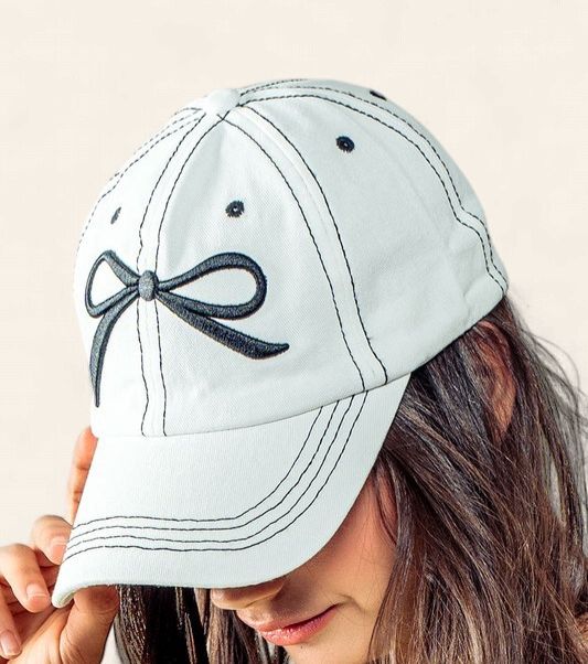 Embroidered Bow Detail Baseball Cap